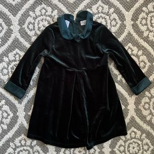 Emerald Velvet Toddler Dress - 3T Dark Green Holidays Christmas Vintage